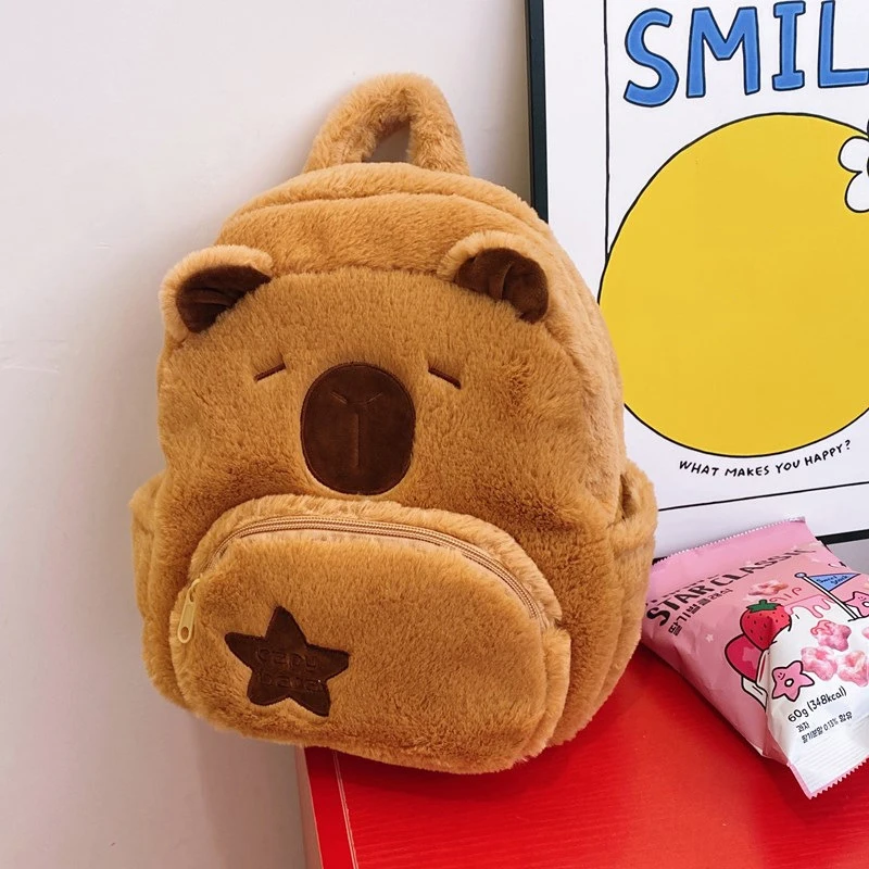 

Cute Capibara Plush Capybara Backpack Versatile Cartoon Students Crossbody Bag School Bags