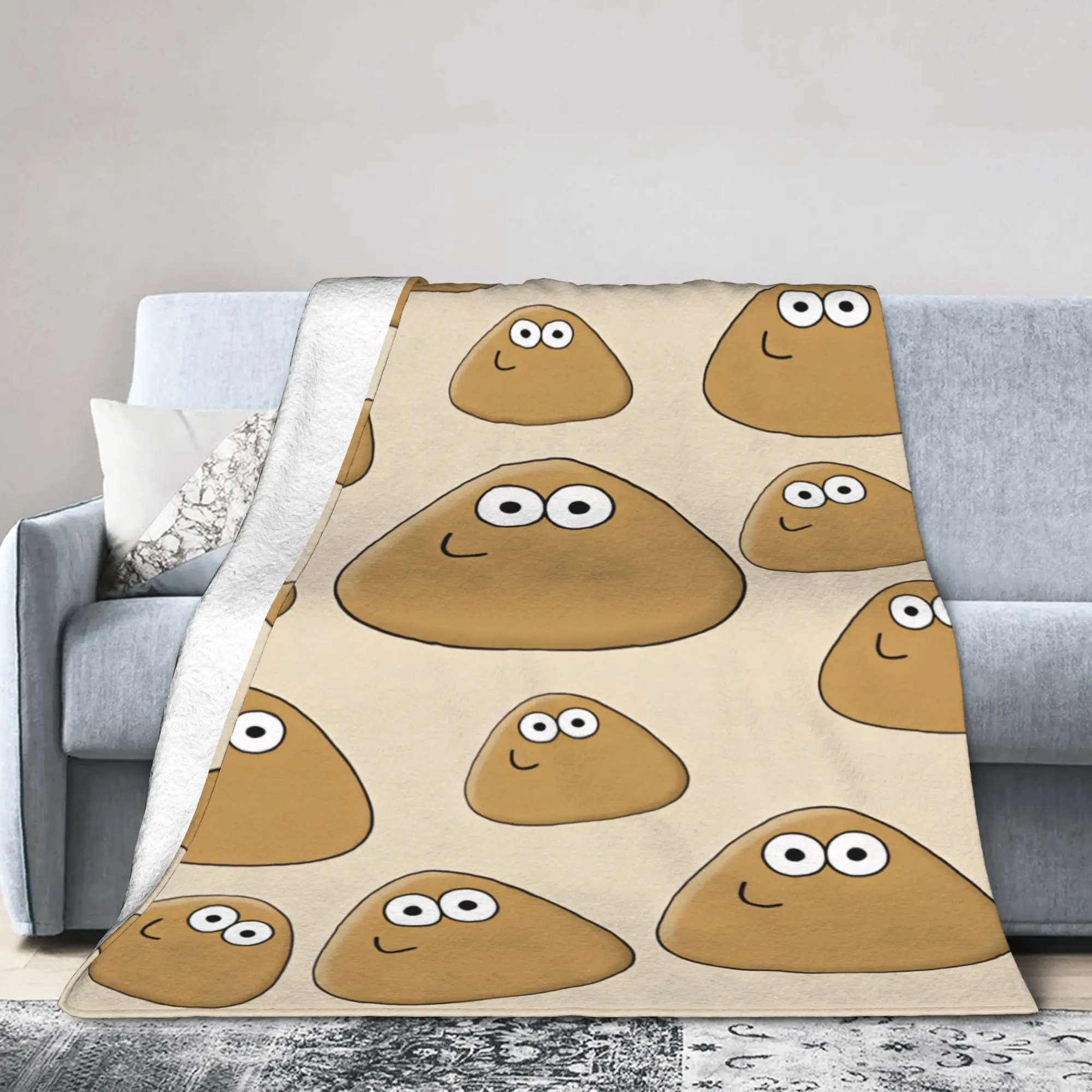 Pet Alien Pou Animated Television Warm Cozy Blankets Plane Travel Throw Blanket Home Decor Flannel Bedspread Sofa Bed Cover