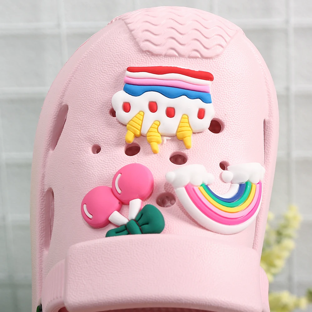 Summer Garden Beach Slippers Rainbow Cherry Cake Pattern Sandals Soft Bottom Breathable Non-Slip Shoes for Boy Girl