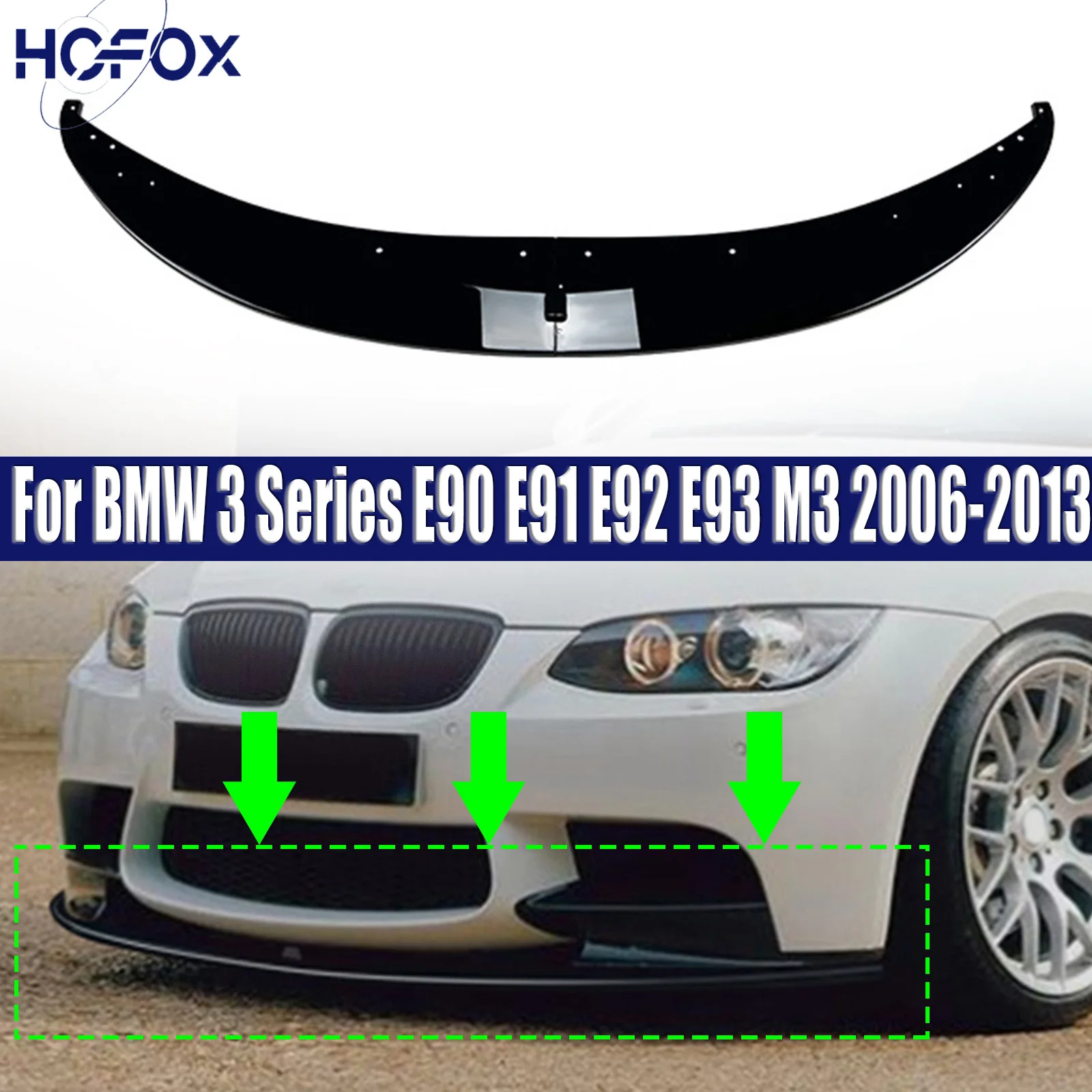 

3Pcs Front Bumper Diffuser Splitter Lip Body Kit Spoiler Accessories For BMW 3 Series E90 E91 E92 E93 M3 2006-2013