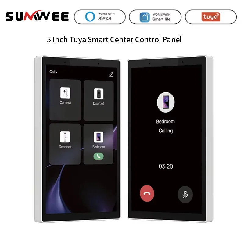 

5-дюймовая центральная панель управления Tuya для умного дома, сенсорный экран Wi-Fi, голосовое управление в США, шлюз Alexa и ZigBee, встроенное управление сценой