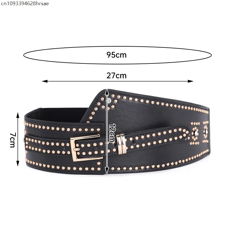 Vrouwen Trendy Gothic Corset Klinknagel Riemen Elastische All-match Mode Vrouwelijke Brede Riemen Jurk Jas Decor Gordel