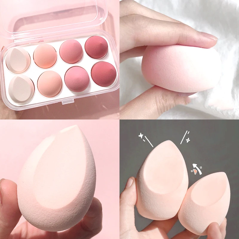 8pcs/box Make up Blender Cosmetic Puff Foundation Powder Water Drop Makeup Sponge Wet and Dry Use Beauty Tool maquillage femme