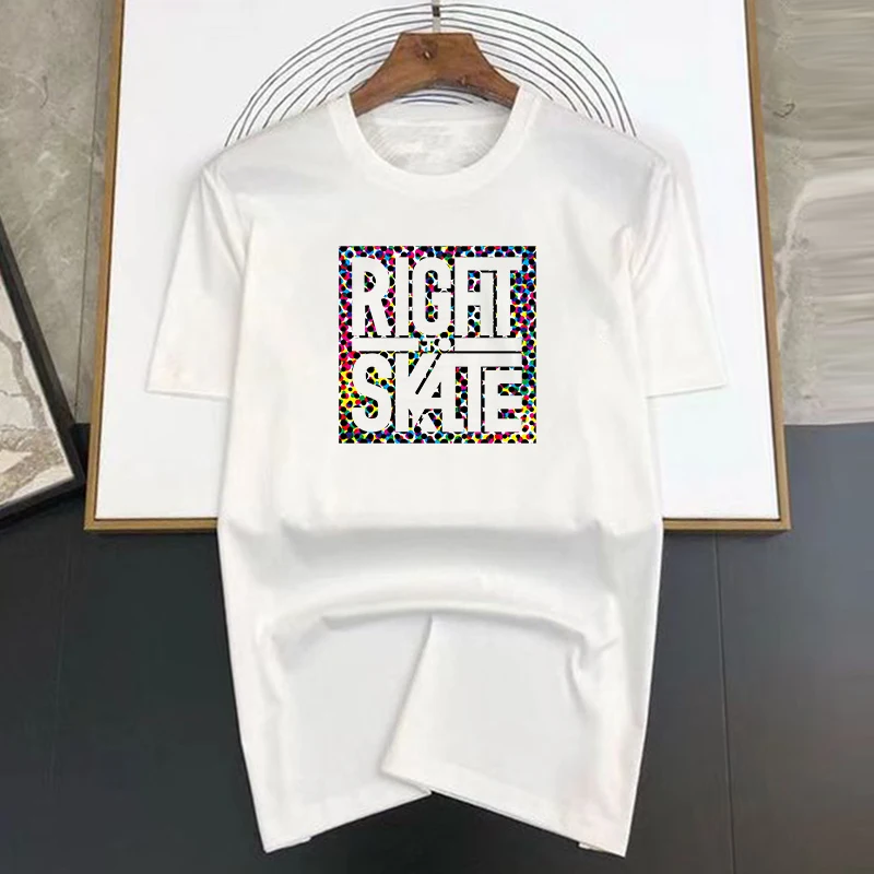 Luxury Brand Right to Skate Letter Print T Shirt For Man Summer Vintage Unisex Oversized T-shirt Y2k Tops Short Sleeve Men\'s