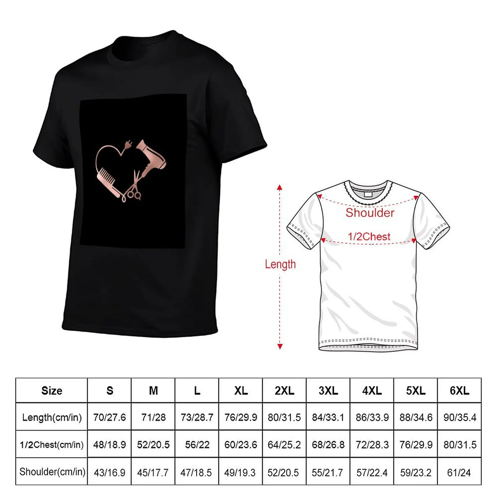 Rose gold Heart Love Hair Stylist Salon T-Shirt cheap stuff blanks oversized shirts graphic tee men