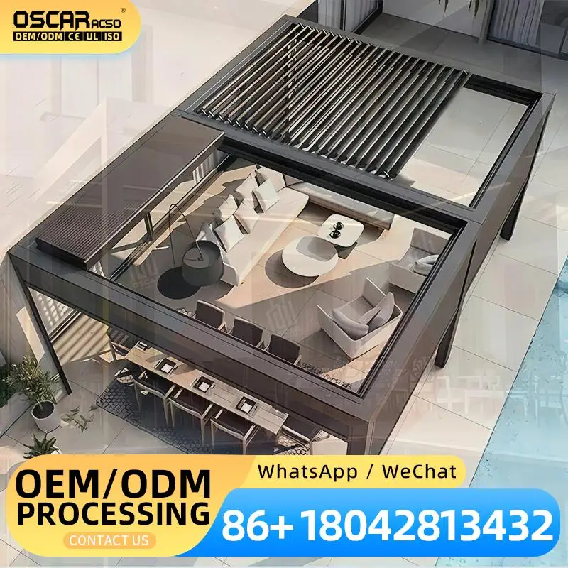 Electric Wall Attached Modular Sun Shade Canopy Waterproof Ventilated Patio Backyard Garden Europe pergola