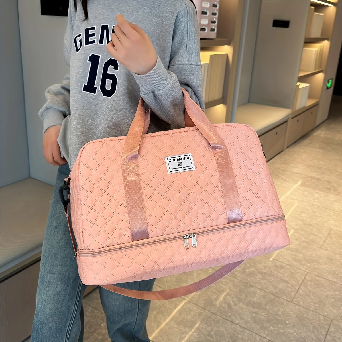 Lässige Nylon-Reisetasche, Große Kapazität für Sport- und Fitness-Aufbewahrung, Tragbare Weekender-Übernachtungstasche mit Mehreren Fächern – Detail 20