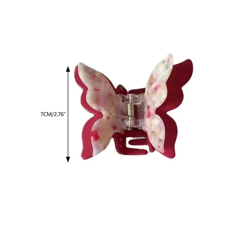 مشبك شعر على شكل فراشة بطبقة مزدوجة 652F للنساء من الأسيتات، إكسسوارات شعر مخلب شعر لتسريحات شعر مختلفة