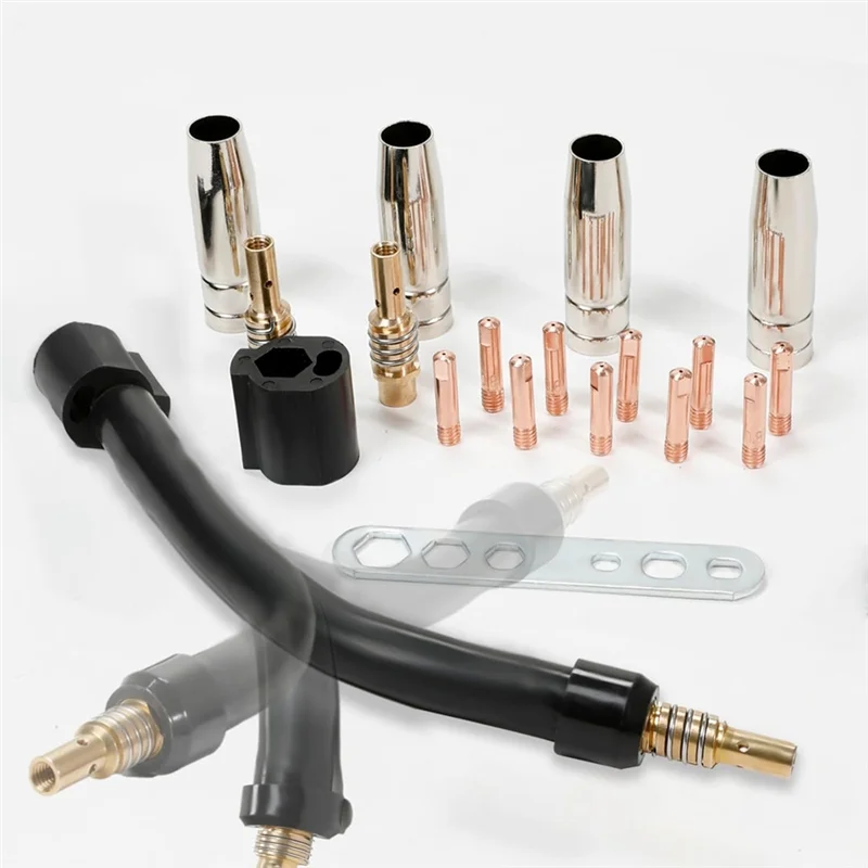 Flexible Mig Welding Neck, Flexible Mig Extension,030Inch M6 Nozzle Holder Diffuser And Guard And Torch Neck For MB15-AT64