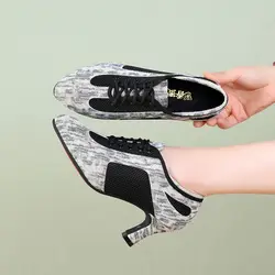 Chaussures de danse latine pour femmes, l'offre elles en caoutchouc, chaussures de corps de l'enseignant, baskets carrées, mode sociale, extérieur