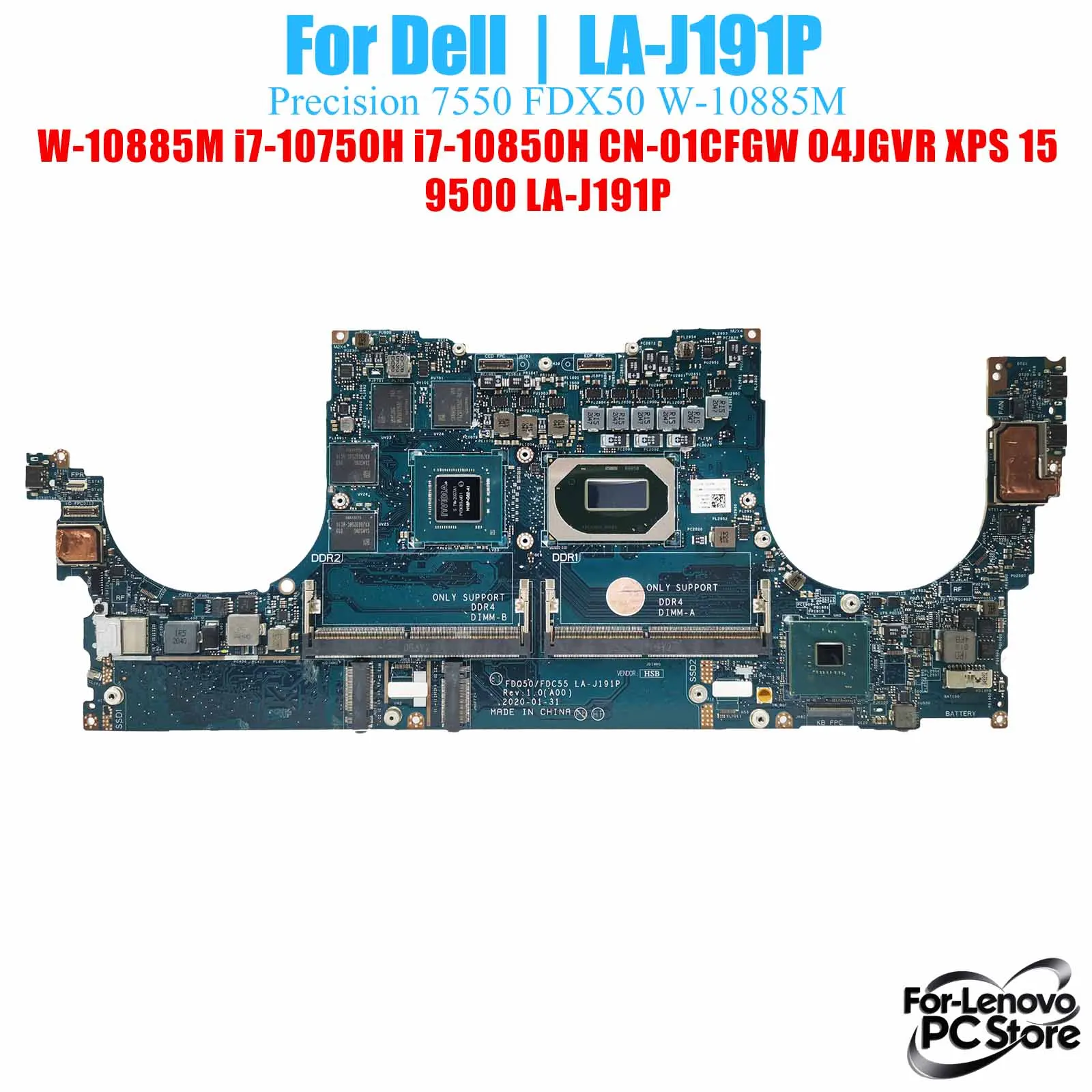 

LA-J191P для DELL XPS 15 9500 LA-J191P, материнская плата i3 i5 i7, процессор, 100% протестированная материнская плата для ноутбука