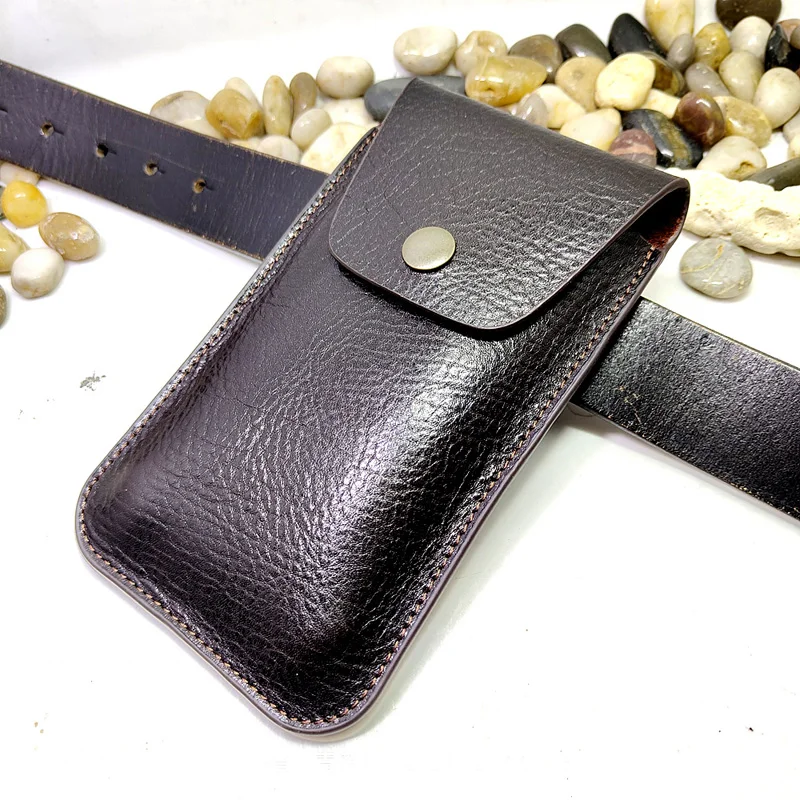 Blongk Universal Mobile Phone Waist Bag Leather Phone Holster Ultra Thin Belt Pack for Iphone Samsung Huawei Xiaomi Men Women WD