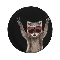 Custom Funny Raccoon Spare Tire Cover for Jeep Grand Cherokee Animals 4WD 4x4 Trailer Car Wheel Protectors 14