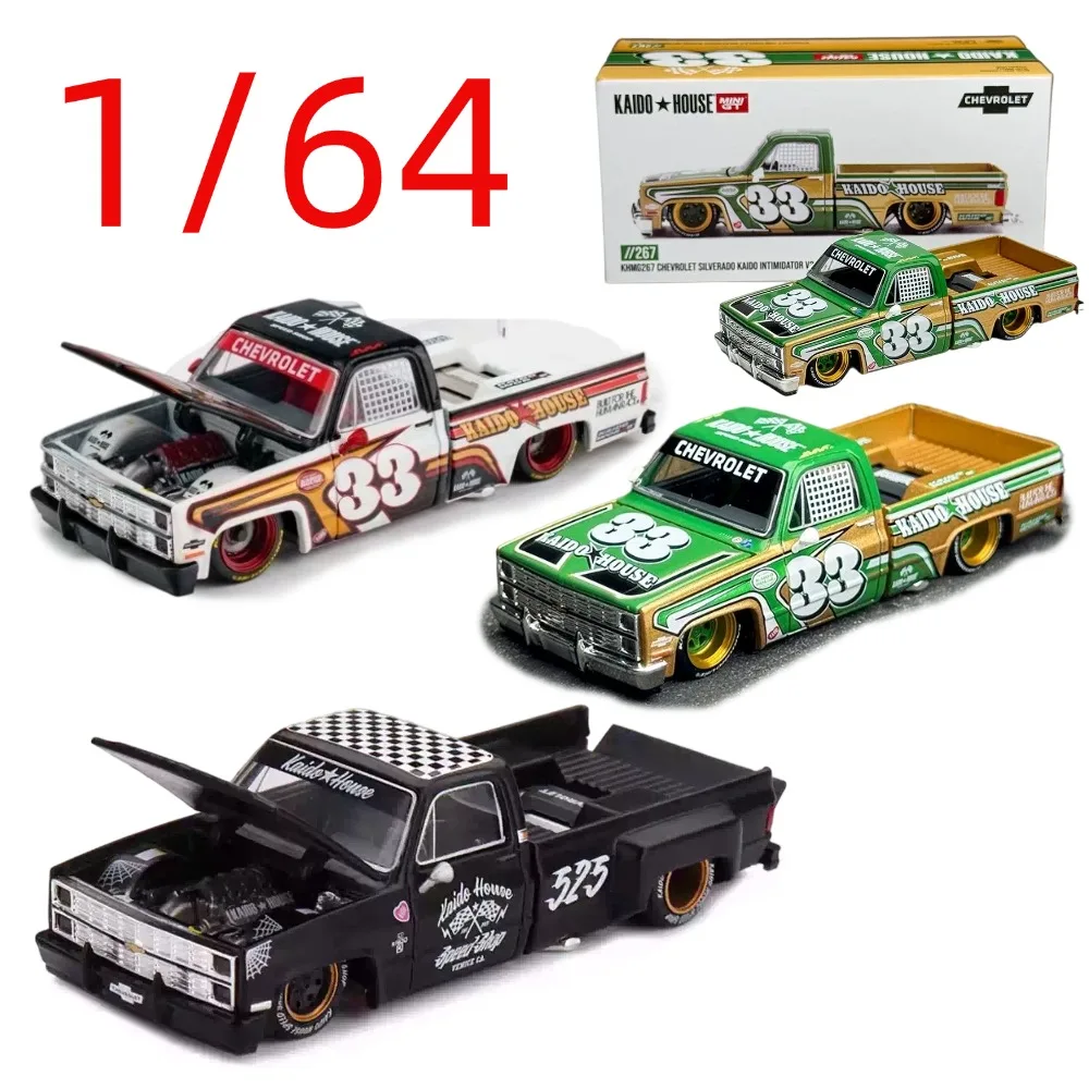 KaidoHouse Diecast 1/64 Scale Chevrolet SilveradoV1 Pickup Truck Car Model Alloy Chevrolet Car Model Collection Display Piece