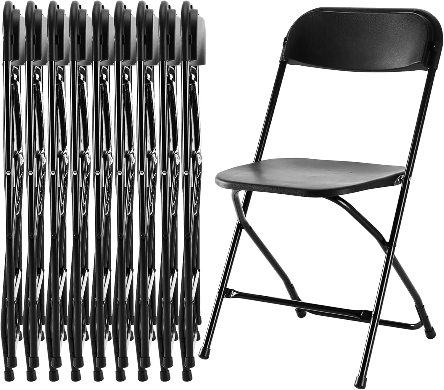 Simple Deluxe 10 Pcs Folding Chair Plastic, Foldable Stackable Portable Seat With Metal Frame 330Lb Capacity, Outdoor/Indoor