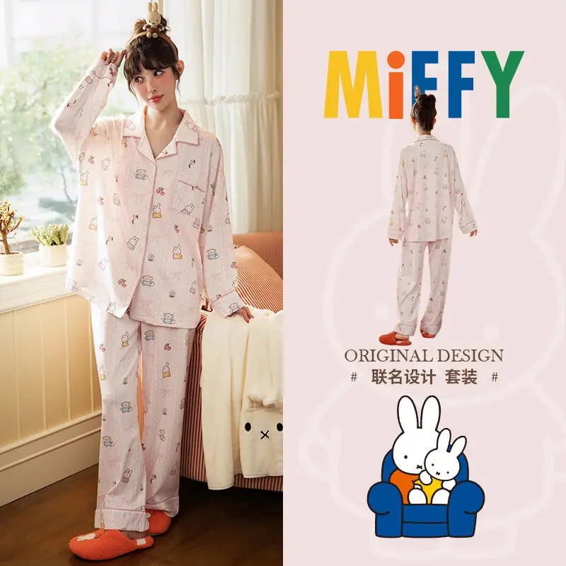 kawaii-miffy-–-pyjama-a-manches-longues-pour-femme-cardigan-en-pur-coton-doux-et-mignon-vetements-de-maison-printemps-et-automne