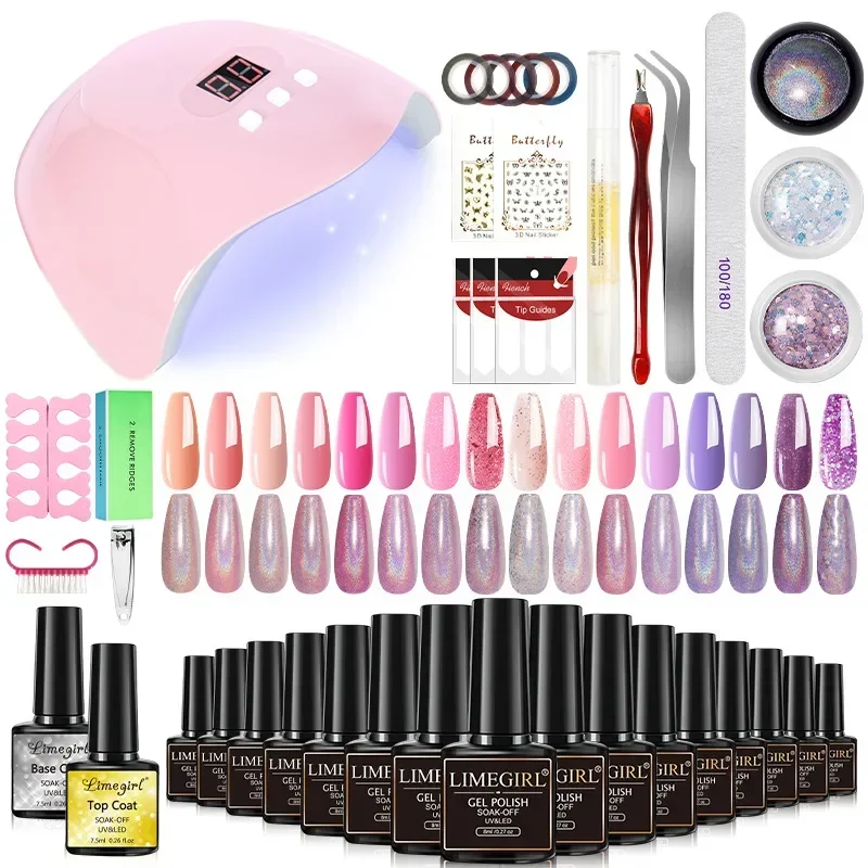 

New 16pcs Nail Polish Gel Hands Feet Nail Art Tool Set X3 X5 USB Light Therapy Light Laser Powder Wholesale 10S Quick Drying Hot
