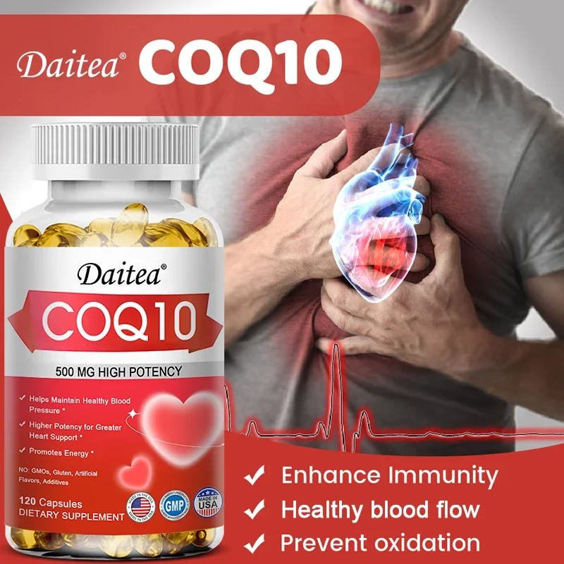 Vegan CoQ10 500mg - Normal Energy Production, Heart, Cardiovascular Health, Circulation, Non-GMO, Gluten-Free Dietary Supplement