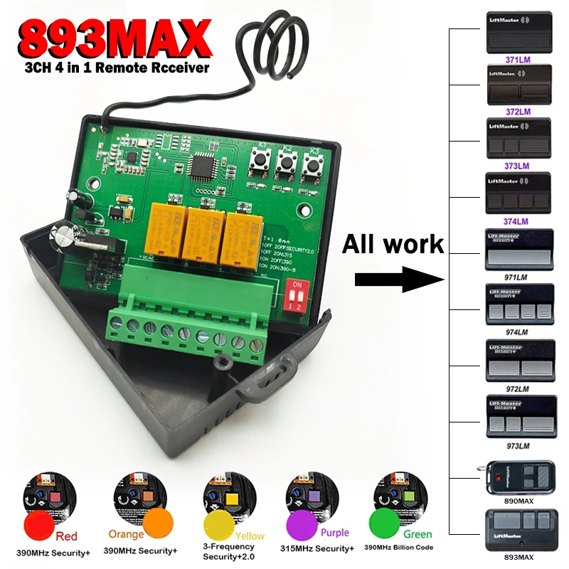 

Модуль контроллера приемника дистанционного управления для Liftmaster Chamberlain 893MAX 890MAX 895MAX 953EV 956EV 891LM 893LM 971LM 371LM