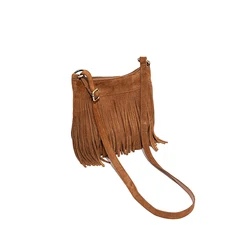 Tassel Bag Niche Frosted Cowhide Casual Crossbody Bag Retro Leather Trend Style Fringe Single Shoulder Bag