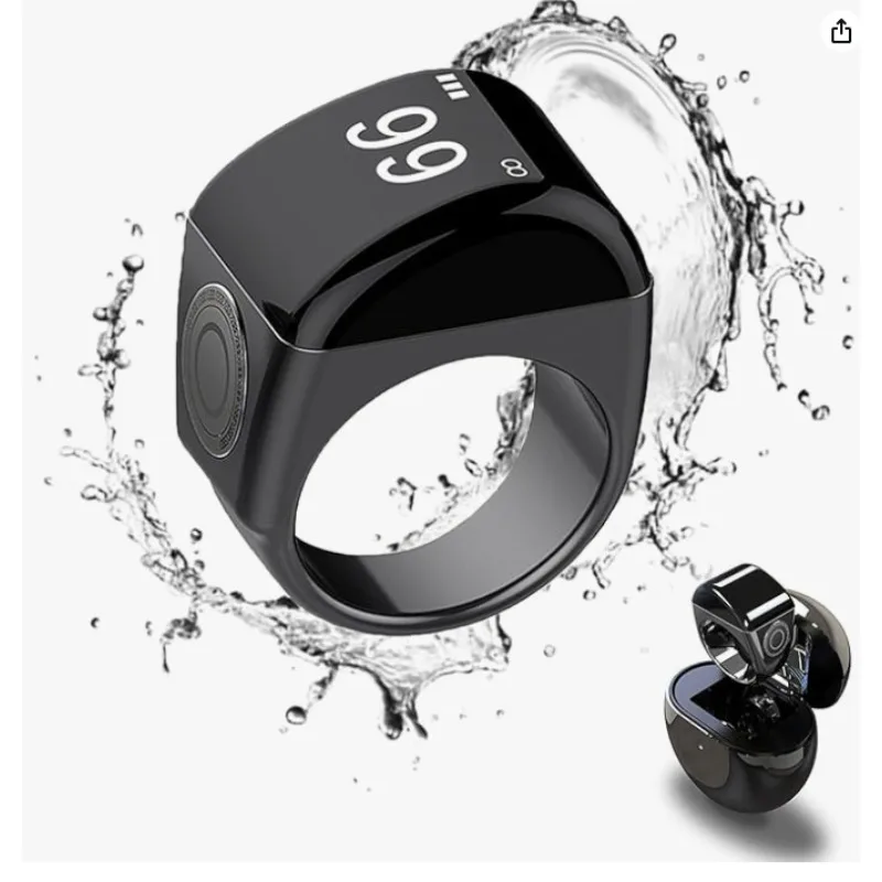 Zinc Alloy Smart Ring Bluetooth Time Reminder with Charging Case Wearable Finger Ring