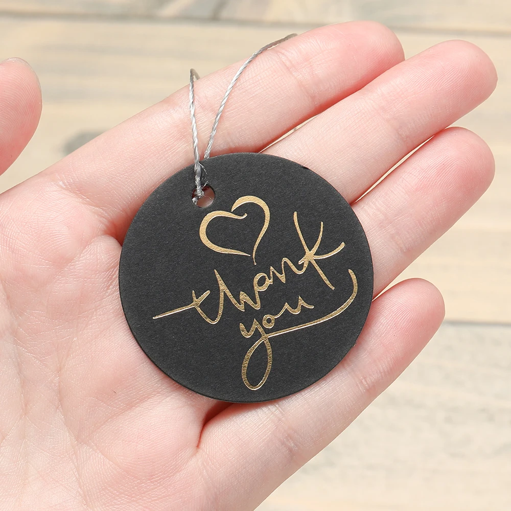 50pcs/Lot Stamping Thank You Tags Jewelry Hang Tag Black White Paper Cards Jewelry Accessories Price Label
