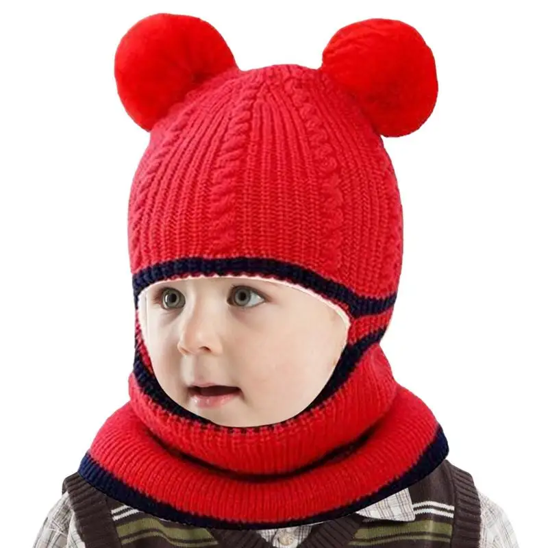 Kids Beanies Two-piece Warm Winter acrylicHat Scarf Set Thickened Boys Girls Scarfs Knitted Hat For children aged 2-7 Windproof