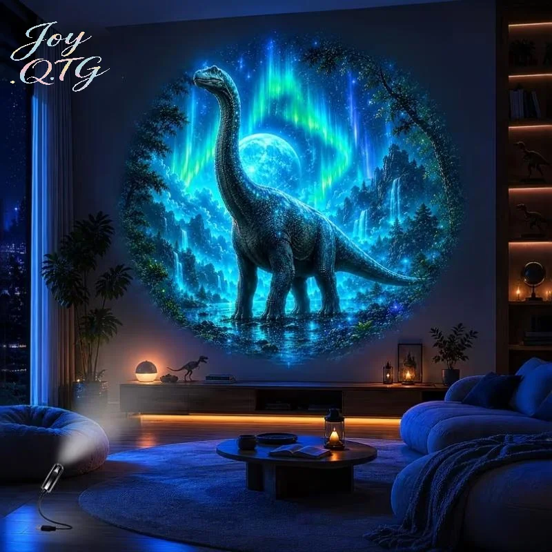 Hot Creative Dinosaur-Themed USB Projection Light 360° Rotatable Night Light For Bedroom Ceiling Ambiance Decoration