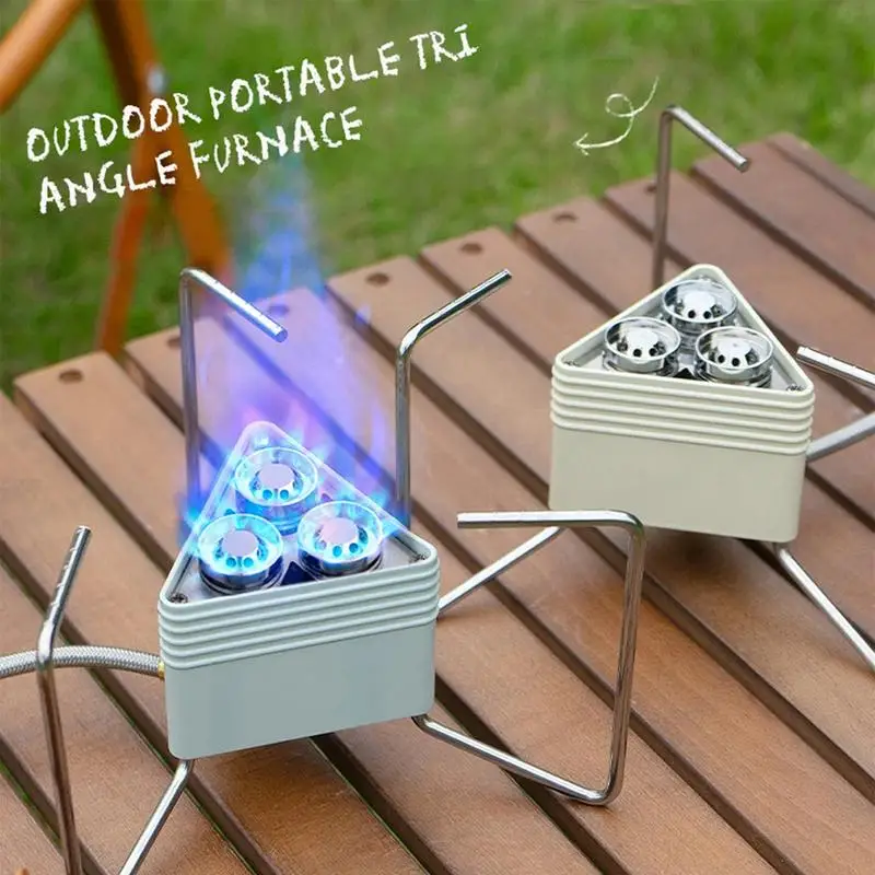 

Small Camping Stove 3-Burner Small Outdoor Stove 8000w Outdoor Cooking & Hiking Picnic BBQ Cooker Windproof Camping Stove