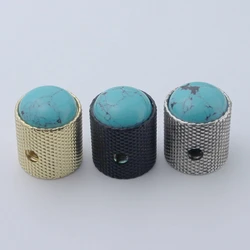 Guyker Potentiometer Knob Electric Guitar Bass Metal Control Volume Knob Blue Turquoise Surface