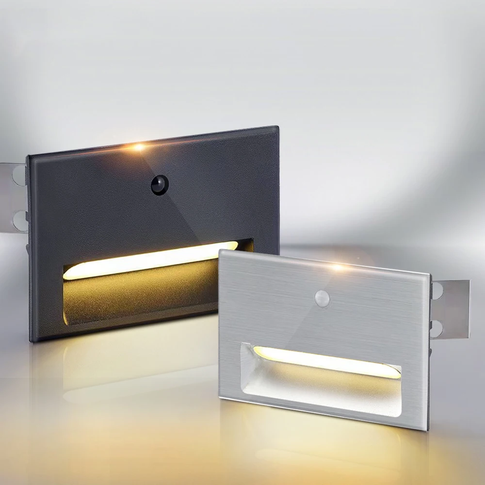 Imagem -02 - Lâmpadas de Parede Interior Alumínio Led Luz Sensor Movimento Nightlight Footlights Iluminação Passo Escada Corredor Cozinha Decoração Luminária