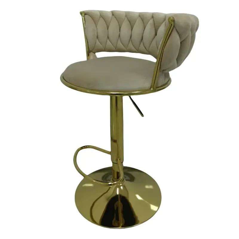 Bar Chair and Height Adjustable Stool with Luxury Backrest for Modern High-End Dining Chairs