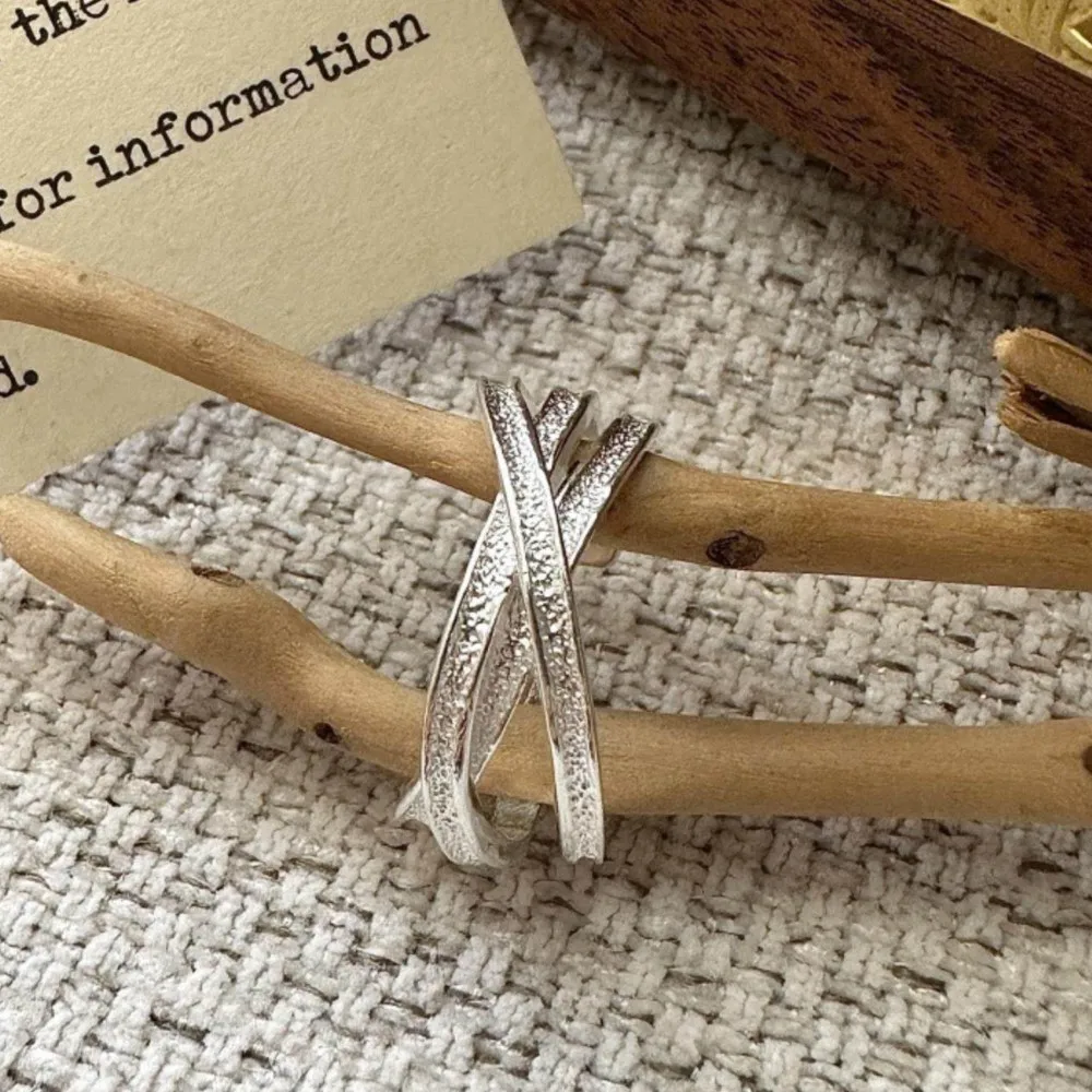 

PANJBJ 925 Silver Crossing Ring For Women Frosted Texture Classic Versatile Minimalism Fashion Trend Jewelry Gift Dropshipping