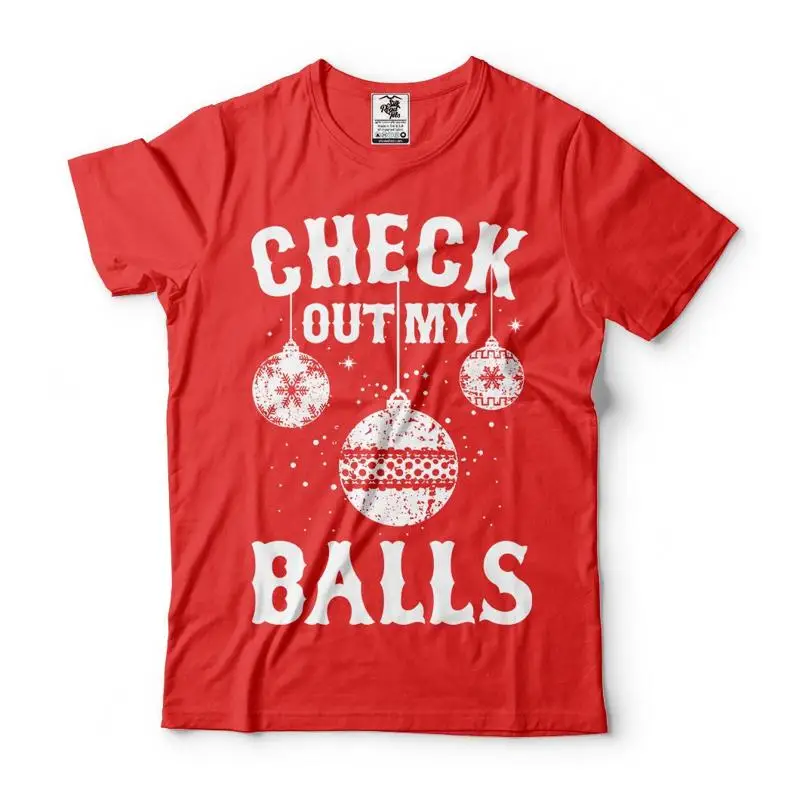 

Рождественская футболка с забавными шариками для рождественской вечеринки