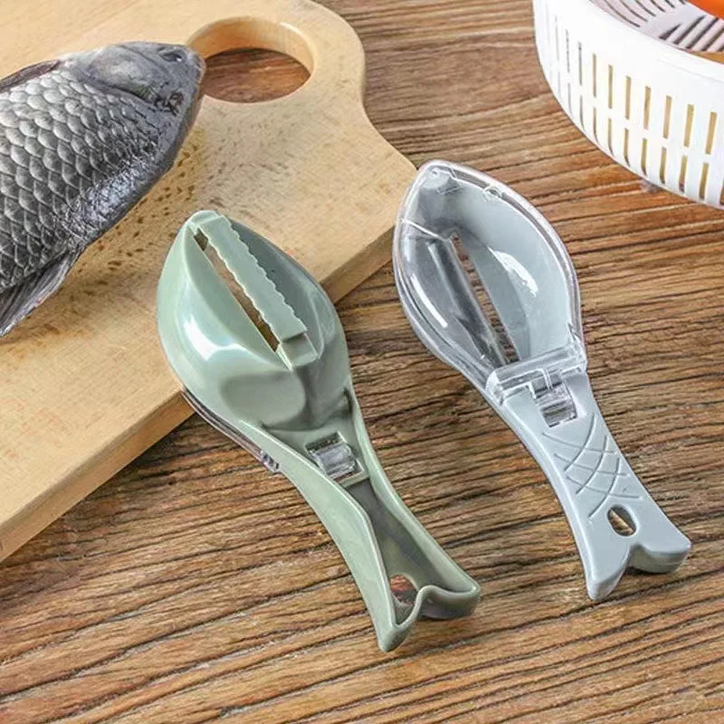 Fish Scales Graters Scraper Cleaning Scale Cutter Scraping Scales Device with Cover Home Kitchen Cooking Fish Tool Kitchen Tools