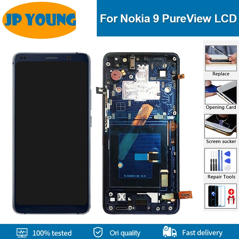 

5.99'' Original For Nokia 9 PureView LCD Display Digitizer Assembly For Nokia 9P TA-1094 A-1087 Touch Screen Fingerprint Sensor