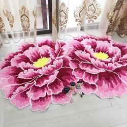 Chinese Style Red Peony Flower Carpets,Thick Living Room and Bedroom Area Rug,Pink Flower Door Mats,Wedding Parlor,Hallway Rugs