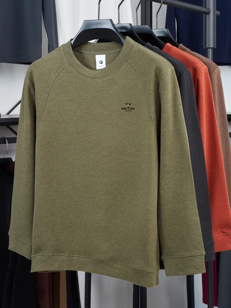 الراقية العلامة التجارية الرجال الخريف والشتاء الساخن بيع جولة الرقبة أعلى الأصلي المألوف الفاخرة إلكتروني شارة عارضة الدافئة تي شيرت #6