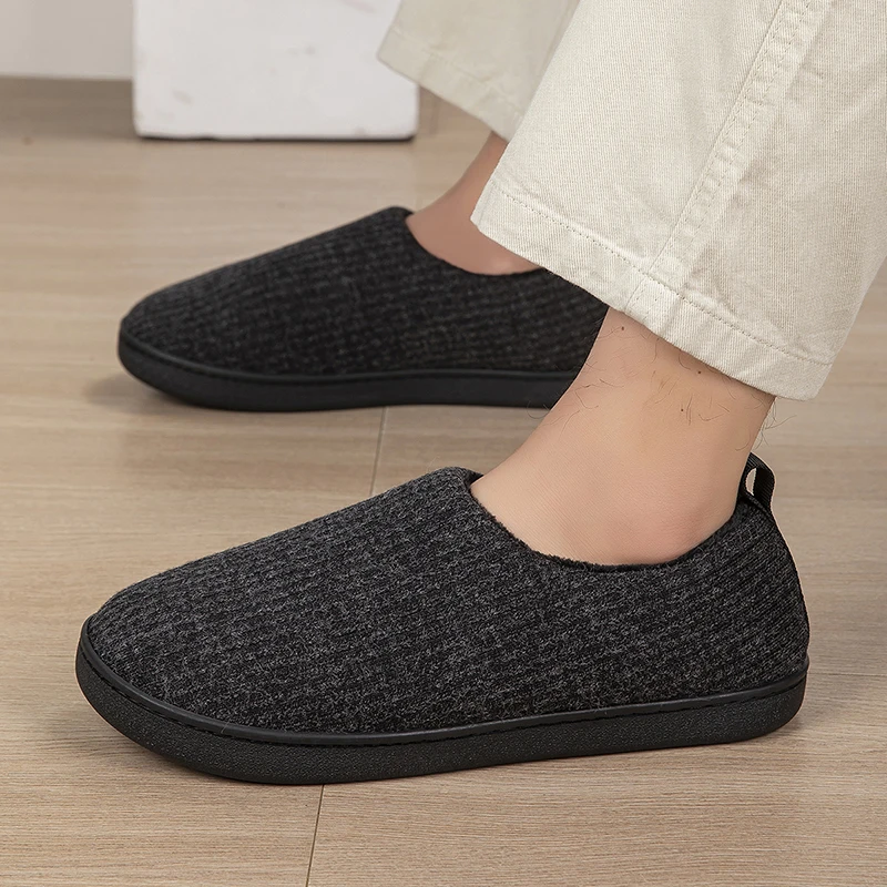 Couples Soft Flat Sole Slippers Closed Warm Cotton Plush Lining Casual Indoor House Shoes for Men Women Bedroom Cotton Slippers