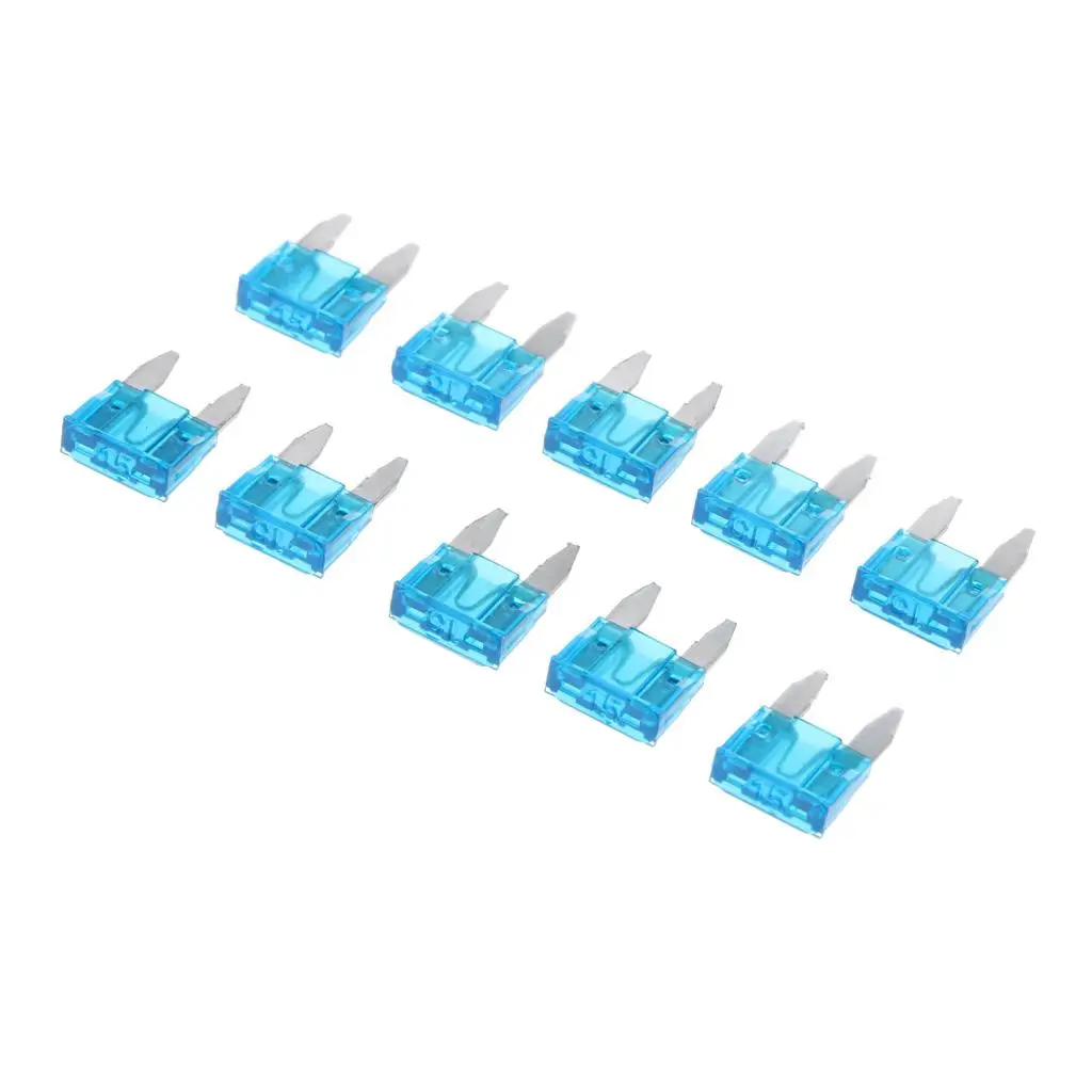 2x Durable 10 Pieces Mini 15A Blade Fuses Set Kit Truck Replacement 