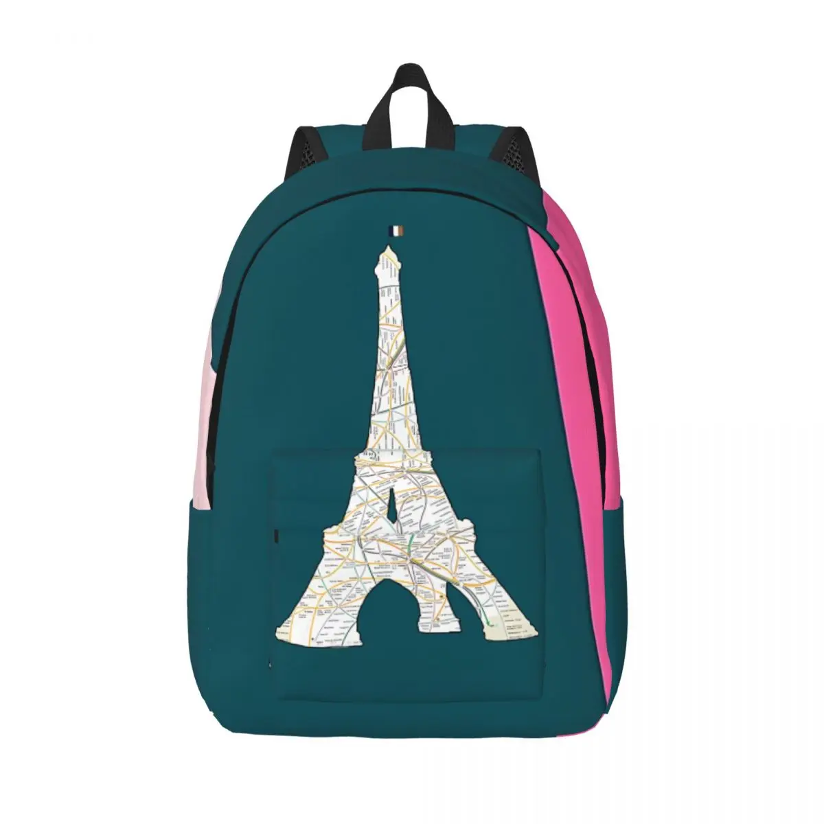 Birthday Gift Sports Meet Commemoration Zipper Closure Knapsack Eiffel Tower Adjustable Strap Girl Boy Knapsack Camping