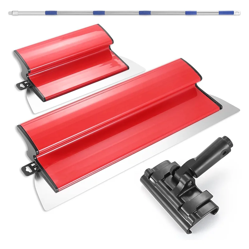 

ABZC-Drywall Skimming Blade Set,10In & 16In Stainless Steel Blades + 34-80In Extendable Pole. Pro Tools,For Drywall Finishing