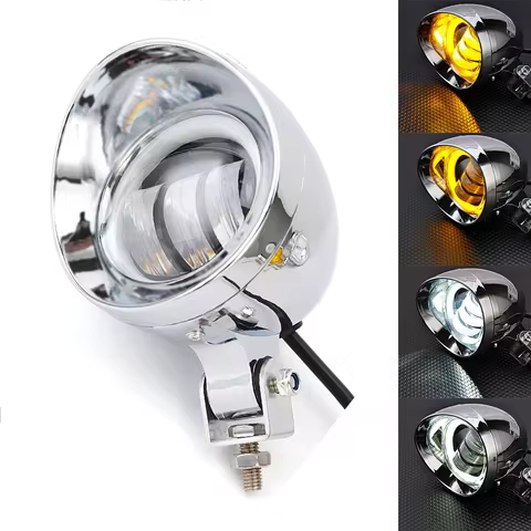 Universal Motorcycle Fog Light Lamp front chrome matal headlight For harley XL883 XL1200 Cruisers Choppers Cafe racers