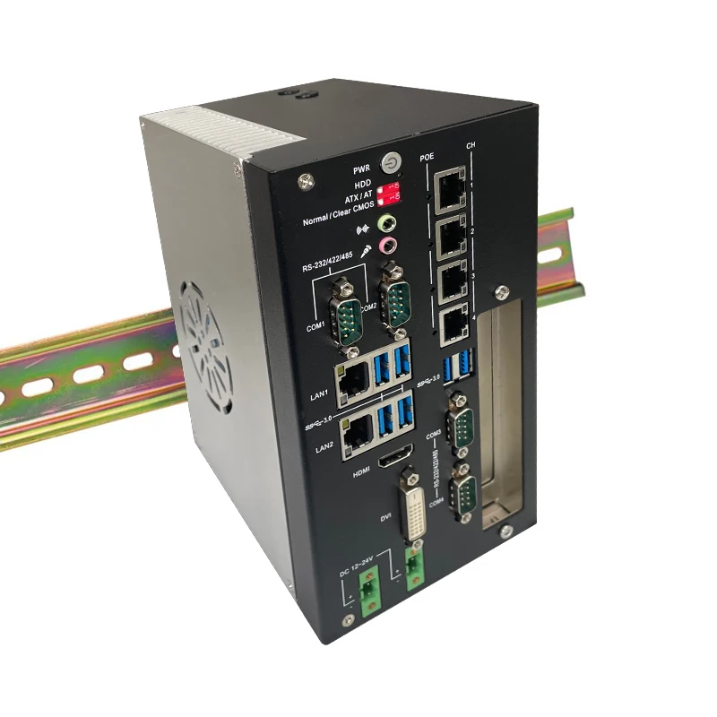 Fanless Din Rail  Embedded IPC  industrial computer   Support 6 / 7 / 8 / 9th Intel  LGA 1151 CPU   12V/24V  1xPCI Slot