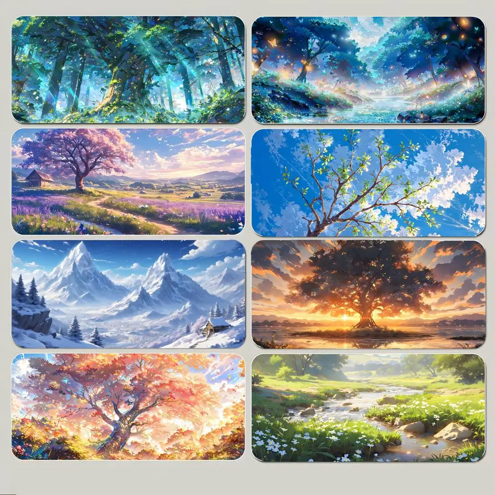 Tree Scenery Beautiful Natural Art Mouse Pad Large Gaming Mousepad with Thick Stitched Edge Non-Slip Desk Mat