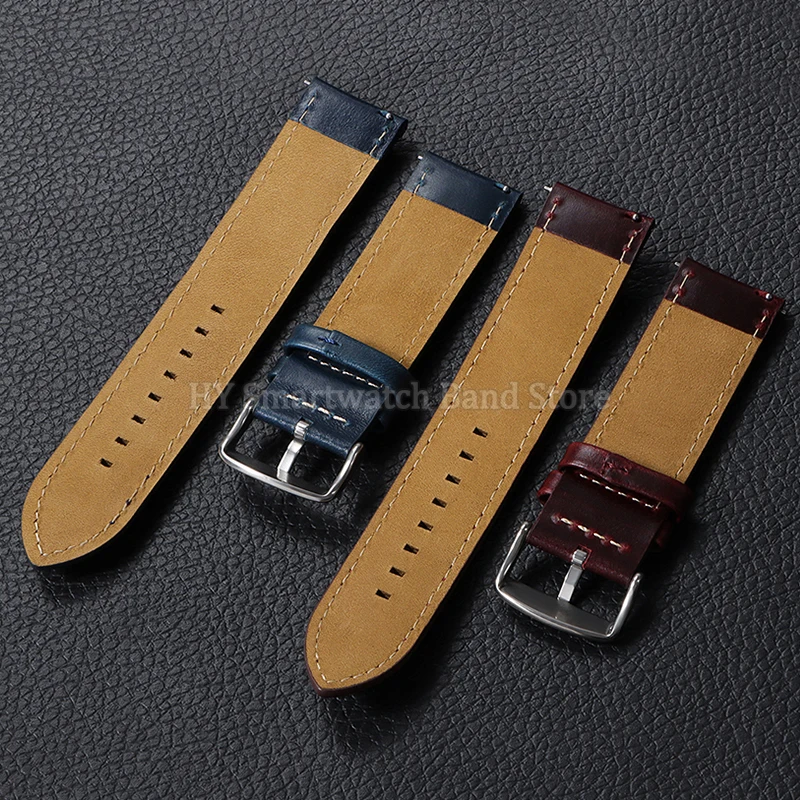 18mm 20mm 22mm 24mm 26mm Cowhide Watch Strap for Seiko for Omega for DW Wrist Band Vintage Leather Bracelet Quick Release Strap