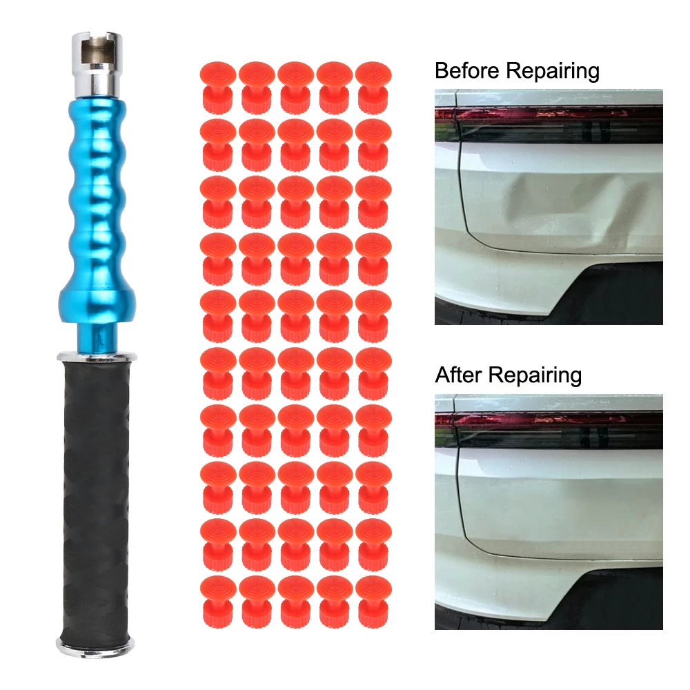 

With 50pcs Pulling Tabs Car Body Dent Repair Tool Kit Car Dent Repair Pull Hammer for Automobile Hail Dent Remover Puller Hammer