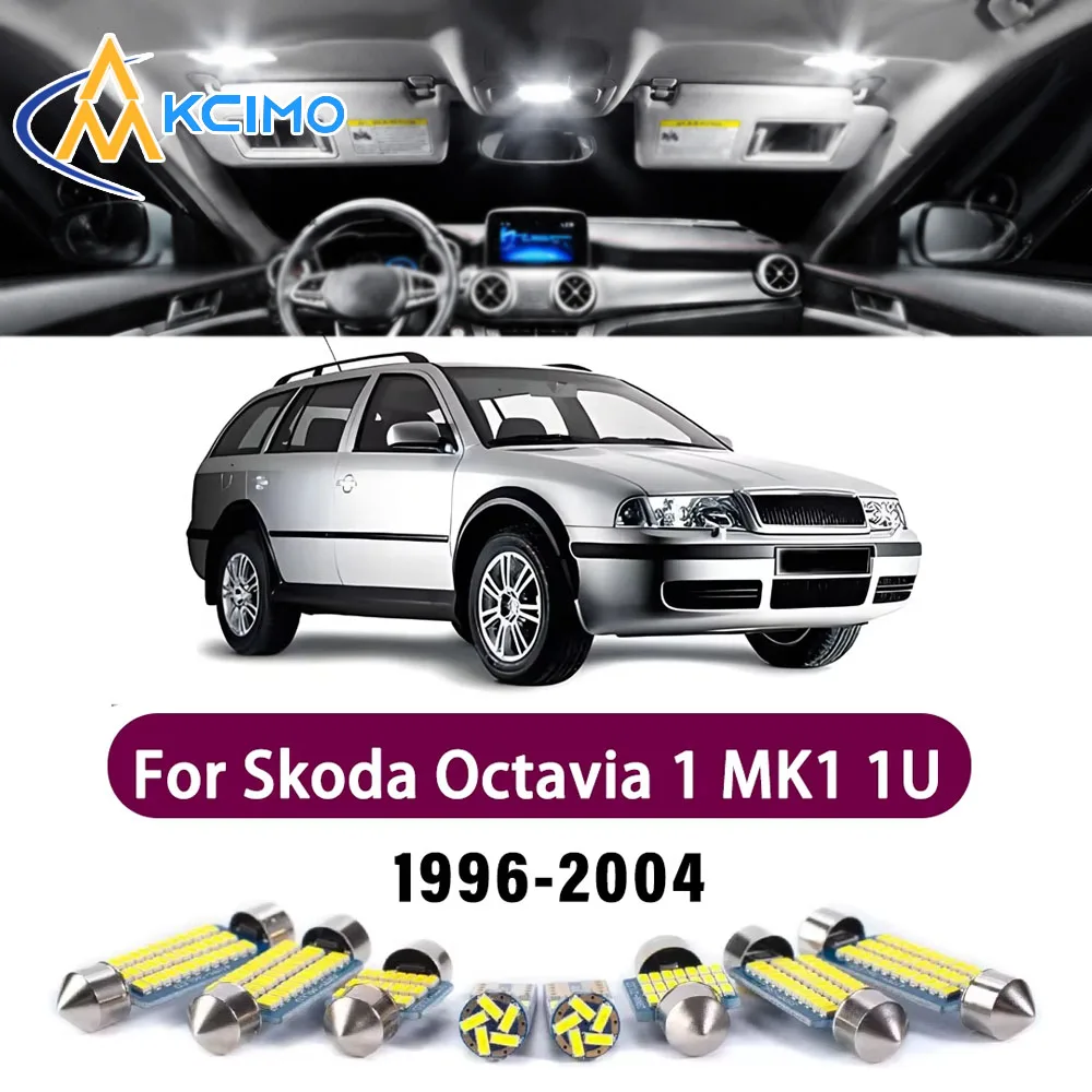 KCIMO New LED Canbus Interior Reading Dome Vanity Mirror Light Kit For Skoda Octavia 1 MK1 1U 1996-2004 Premium Bright Lights