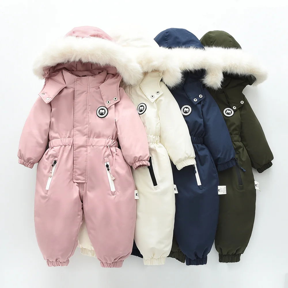 Children Ski Jumpsuit 2024 Winter Snowboard Jacket Boys and Girls Outdoor Snow Suits Warm Waterproof Kids Ski Jacket