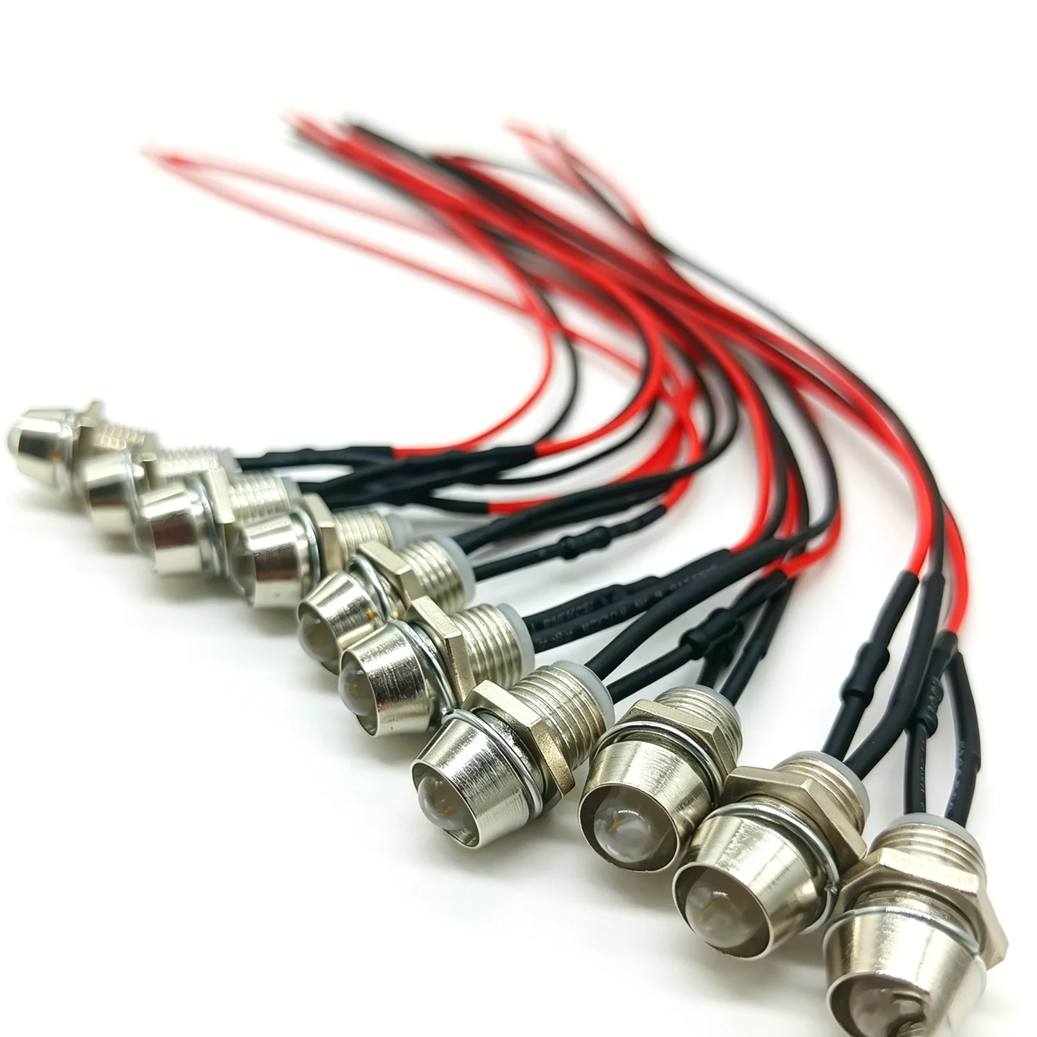5mm 12V 10-100pcs Colorful Pre-Wired cold White Warm White Red Green Blue LED Metal Indicator Pilot Dash Light Lamp Wire Leads